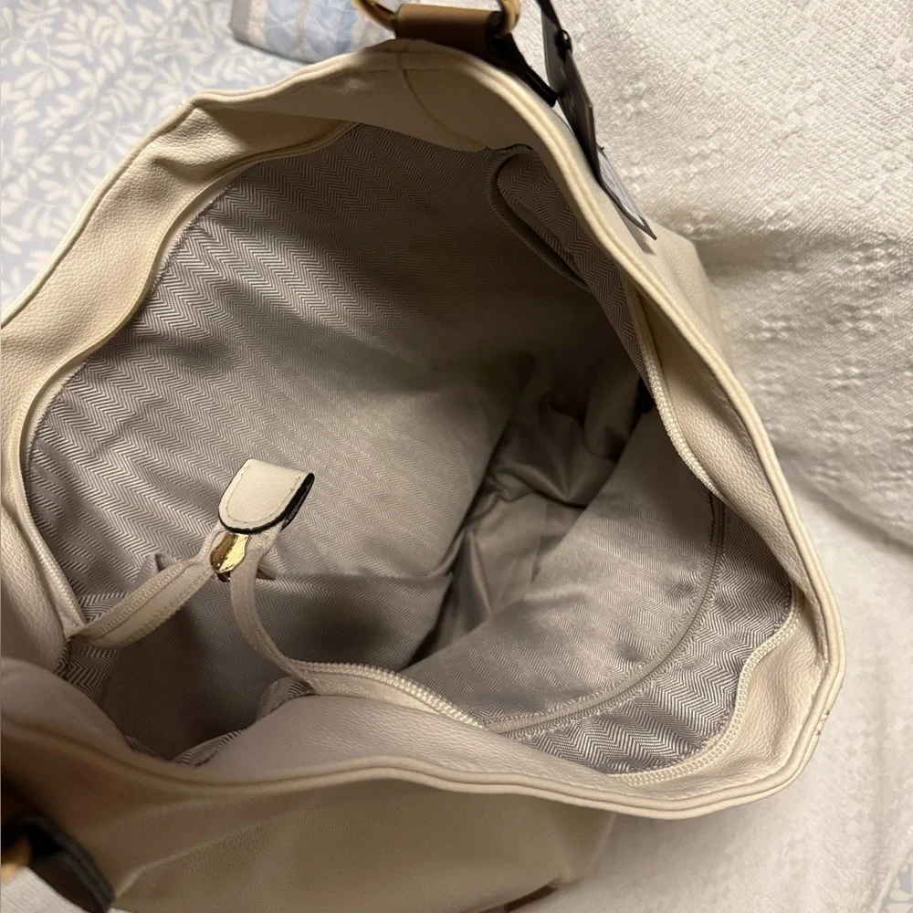 Deluxity Cream and Tan Hobo Bag